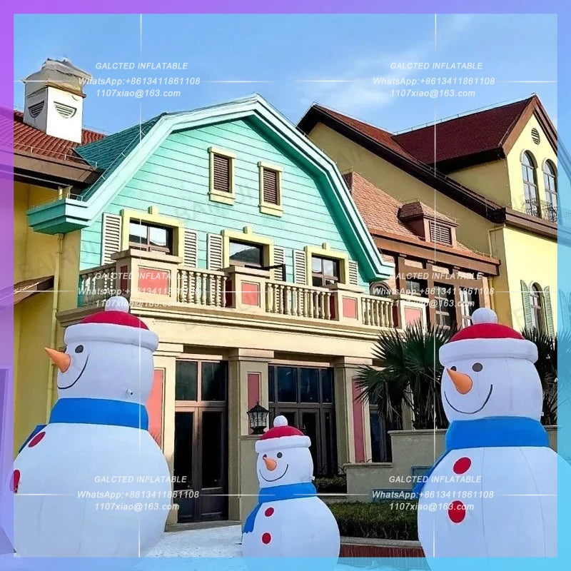 inflatable snowman christmas outdoor blue scarf red hat decoration festival activity giant snowmans