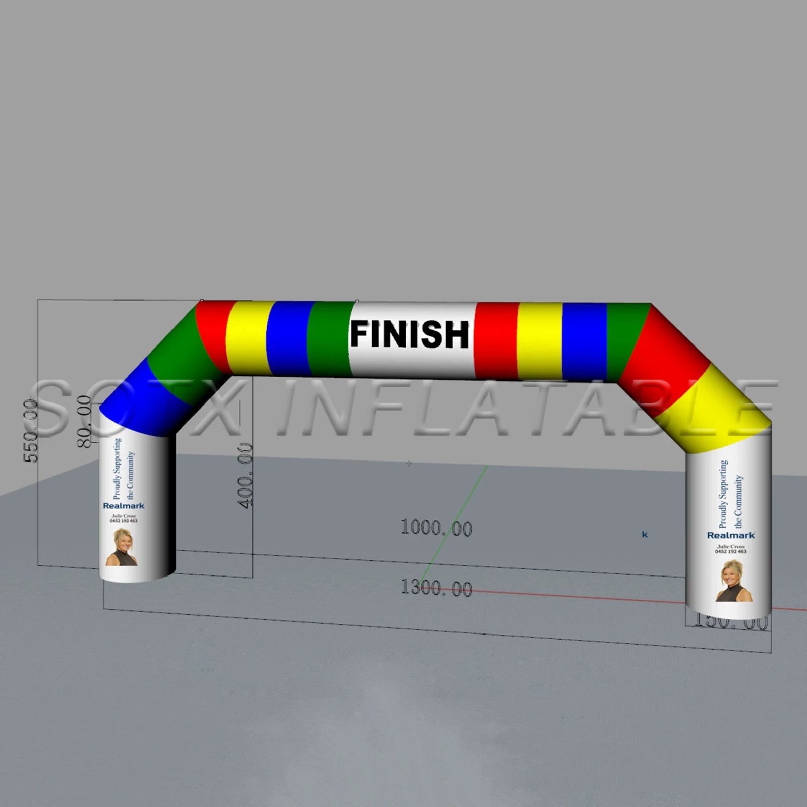 Advertising or Race Customization Inflatable Colorful Archway Giant 13m W Arch Air Gantry for