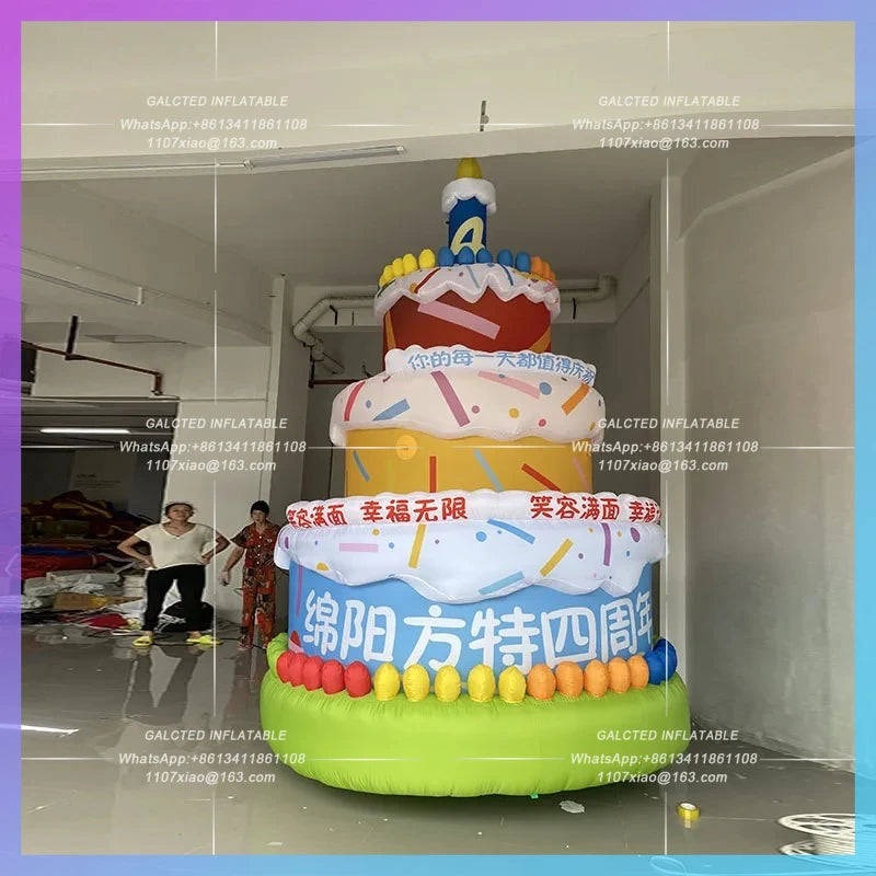 Forest Lawn wedding birthday party Inflatable Green Birthday Cake Air Model business mall anniversary lighting advertising