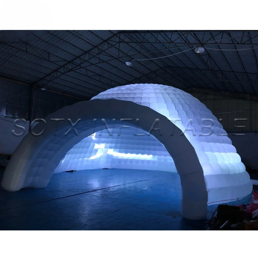 Building Party Rental Customized Giant White Oxford Inflatable Dome Tent With Led Wedding Disco Lawn Marquee Air Igloo Bar Luna