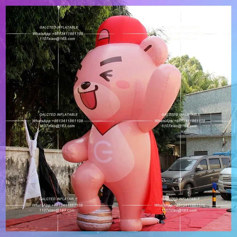 Inflatable Cartoon Pink Bear Model Personalized 5M(16.4Ft)for Party Inflatable Bear Advertising Display-Toy