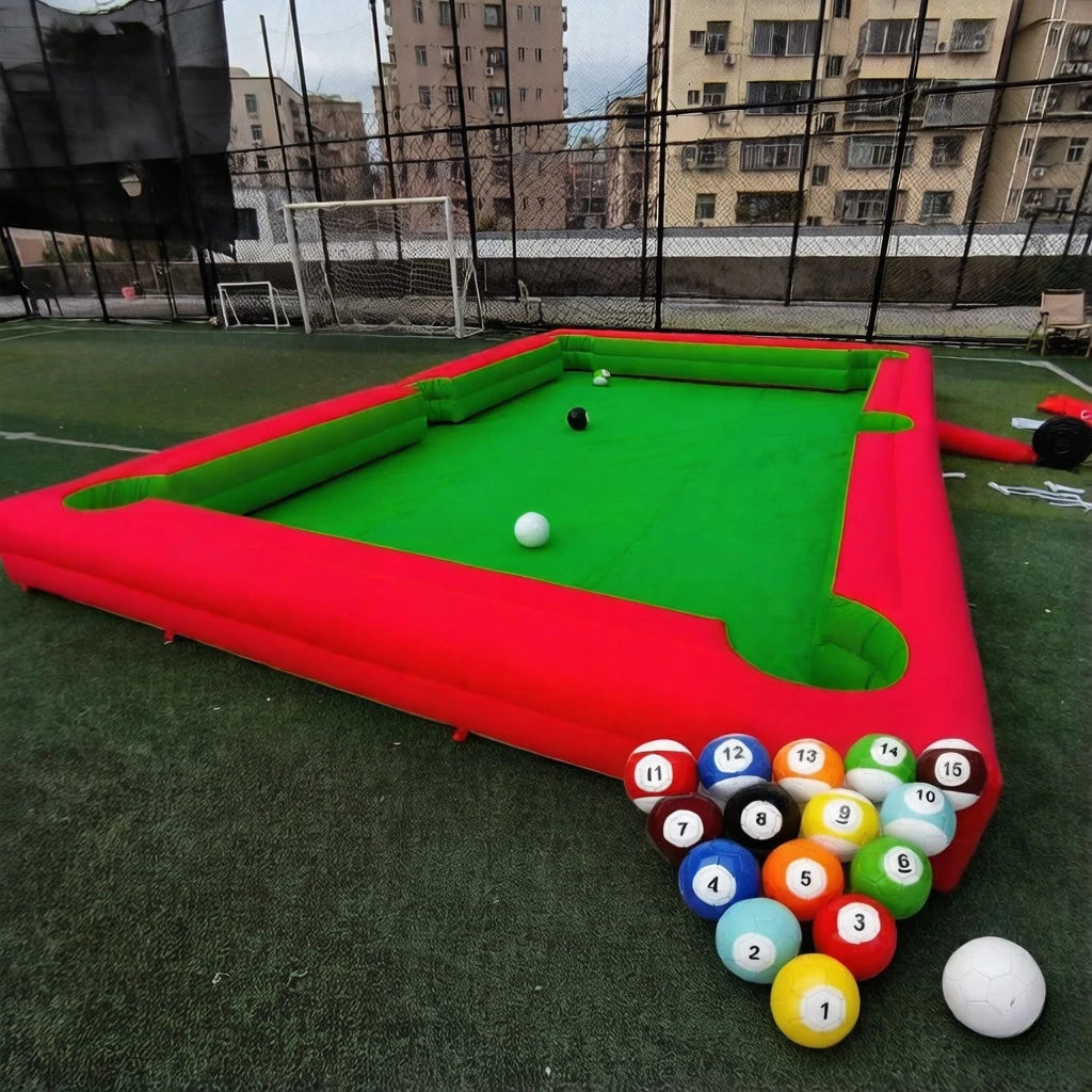 Inflatable Snooker Football Interactive Game Large Footpool Pool Table With 16 Balls Black Inflatable Billard For Soccer Event