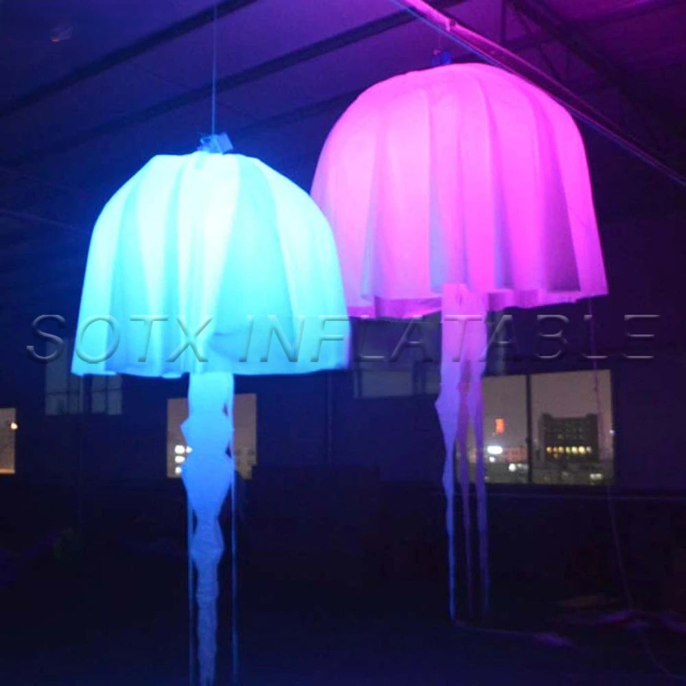 Event Bar Ceiling Decor Giant Inflatable Hanging Jellyfish Decoration Glowing in Dark LED Inflatable Jellyfish for Party