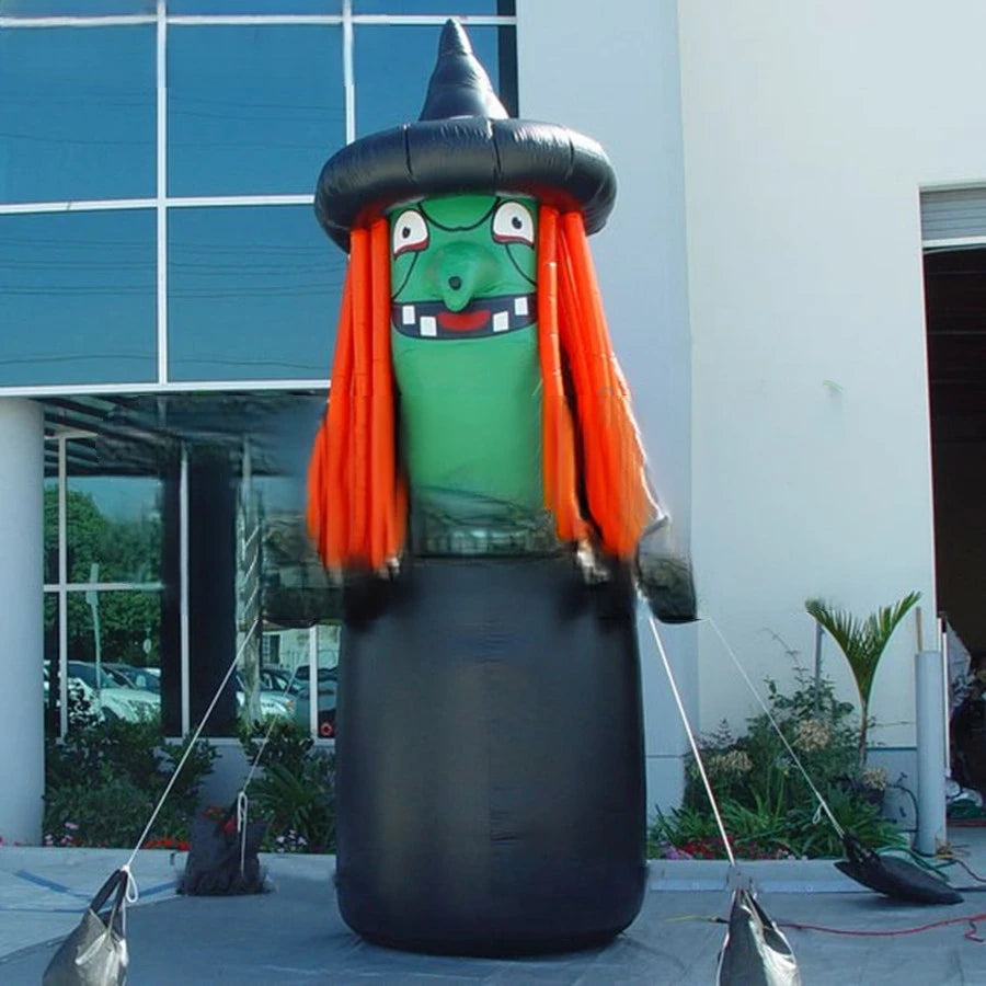 Event Decoration 13ft Tall Inflatable Green Face Halloween Witch Cartoon Giant Monster For Holiday