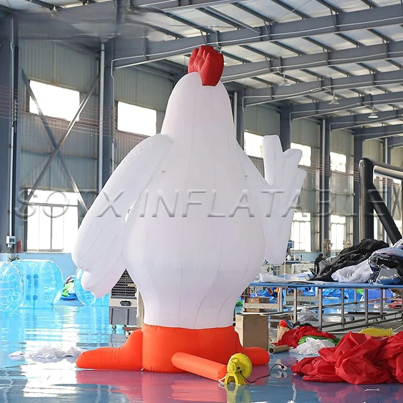 Event Activity Decorations 4m Inflatable Cock Rooster Model Advertising Chicken with Air Blower for Commercial Advertising