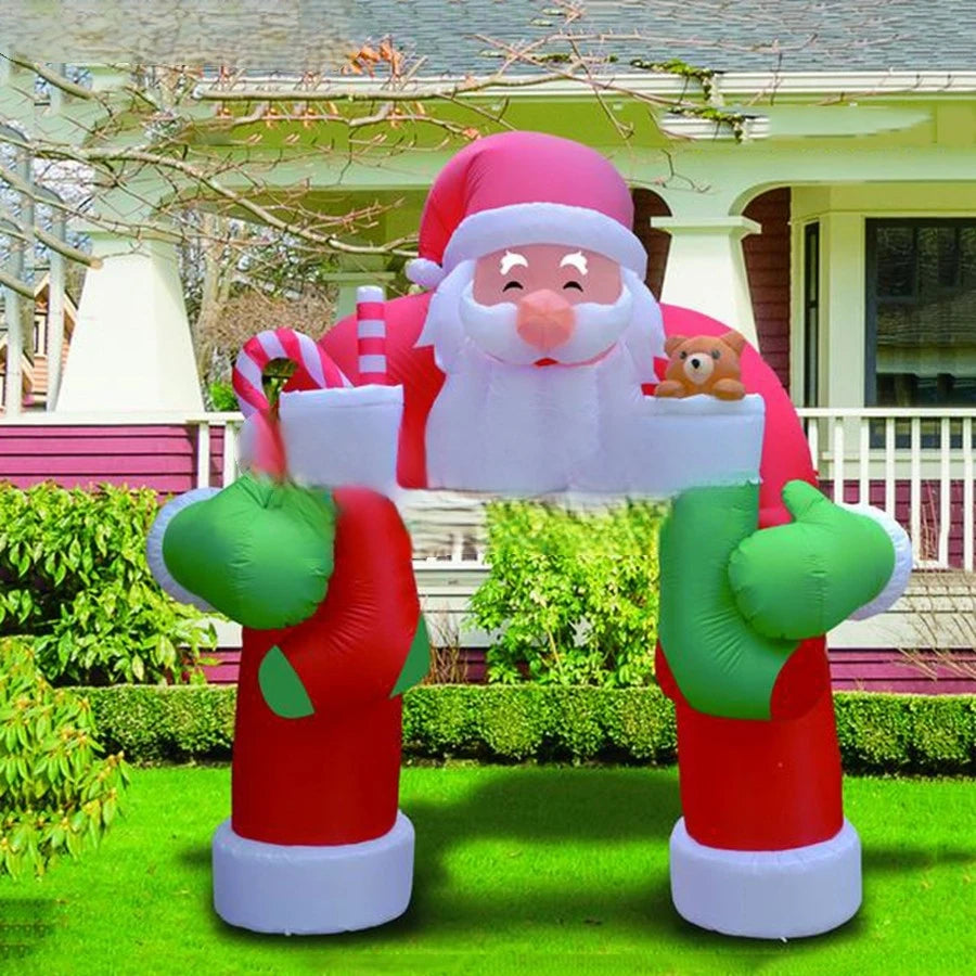 Decorations Made By Holiday Arch With Xmas Stocking Cross-legged Christmas Inflatable Santa Claus Archway Party