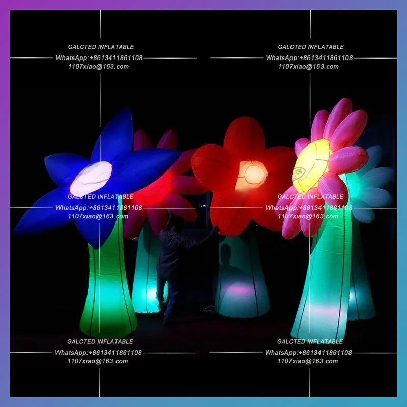 Inflatable Flower Model Balloon Commercial Inflatable 2.5 Meters Tall With LED Lighting For Party Games Decoration-Toys