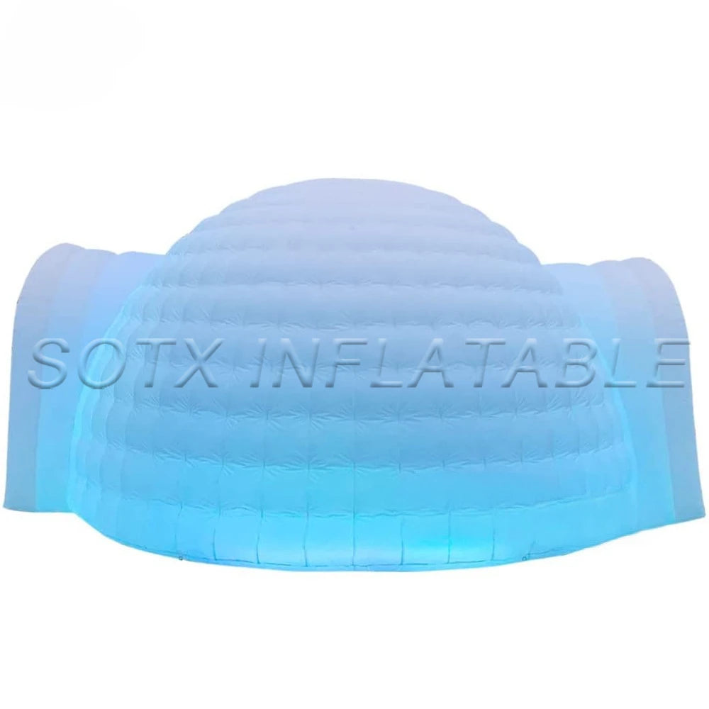 Party House Marquee Free Shipping! 6m Dia Factory Price White Inflatable Igloo Dome Tent With LED Lights 2 Doors Outdoor Camping