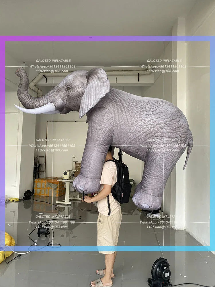 human back Walking Zoo Wild Elephant Inflatable simulated elephant air model  Valley Amusement Park Parade Interactive props