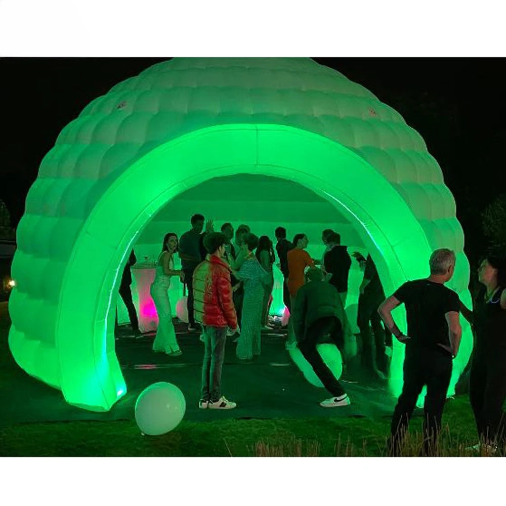 Exhibition Business Inflatable Igloo Dome Tent 5Md LED Lighting With Air Blower White Structure Workshop For Event Party Wedding