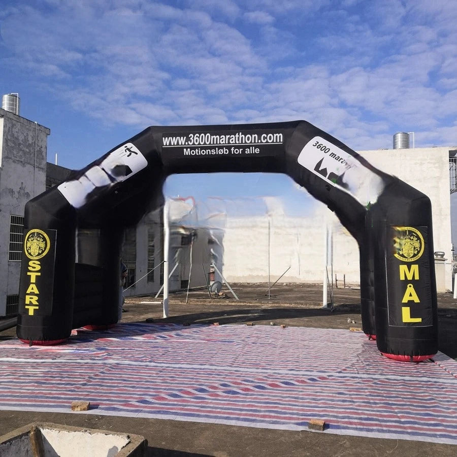 Sport Racing Events High Quality 6x4mH Outdoor 4 Legs Inflatable Black Arch Archway with Free Air Blower for