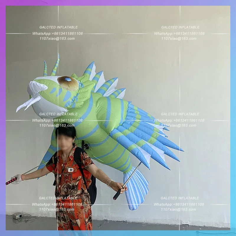 Fish Aquarium Beach Festival Inflatable lion fish air model human back walking Amusement Park Parade Interactive lighting props