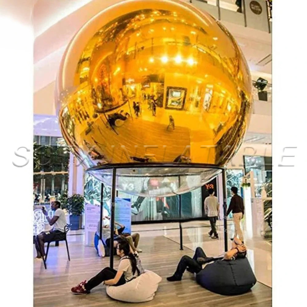 Outdoor Event Decoration Gold Giant Inflatable Mirror Ball Outdoor Big Sphere Christmas Balloon Inflatable Golden Ball For
