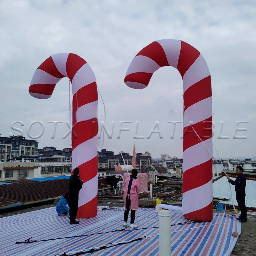 Party Event Decoration Giant 6 Meter High Inflatable Candy Cane with Led Lights Christmas Ornaments for Christmas for