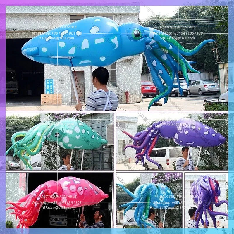 Inflatable Squid Walking Costume Inflatable Toys 2.4 Meters  For Party Decoration 8ft Inflated Cuttlefish With Pole Toys