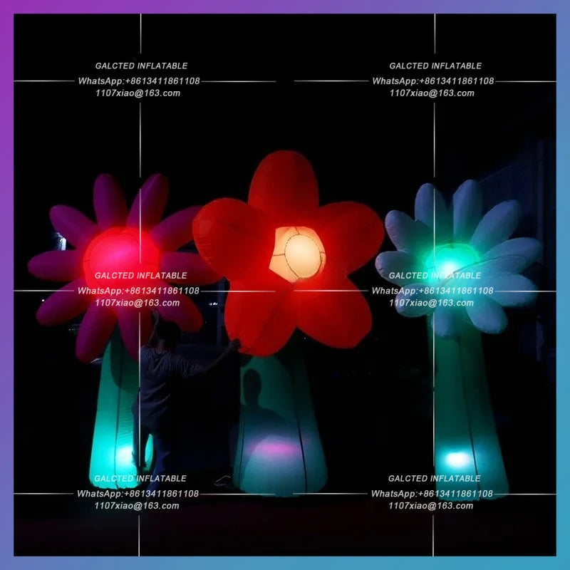 Inflatable Flower Model Balloon Commercial Inflatable 2.5 Meters Tall With LED Lighting For Party Games Decoration-Toys