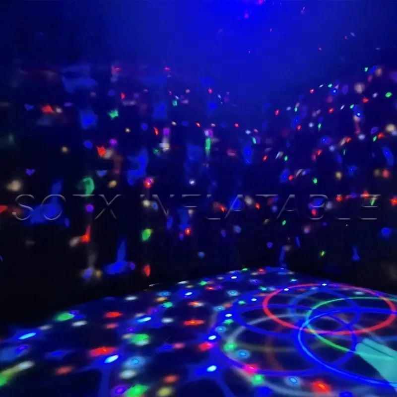Show Business Decor LED Inflatable Air Cube Tent Inflatable Black Tent House Disco Light Nightclub Tent for Party Event
