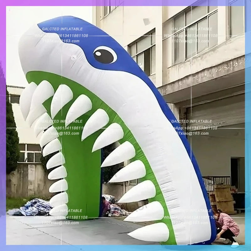inflatable shark arch Customize ocean  blue/green/red/yellow/pink balloon animal archway decoration