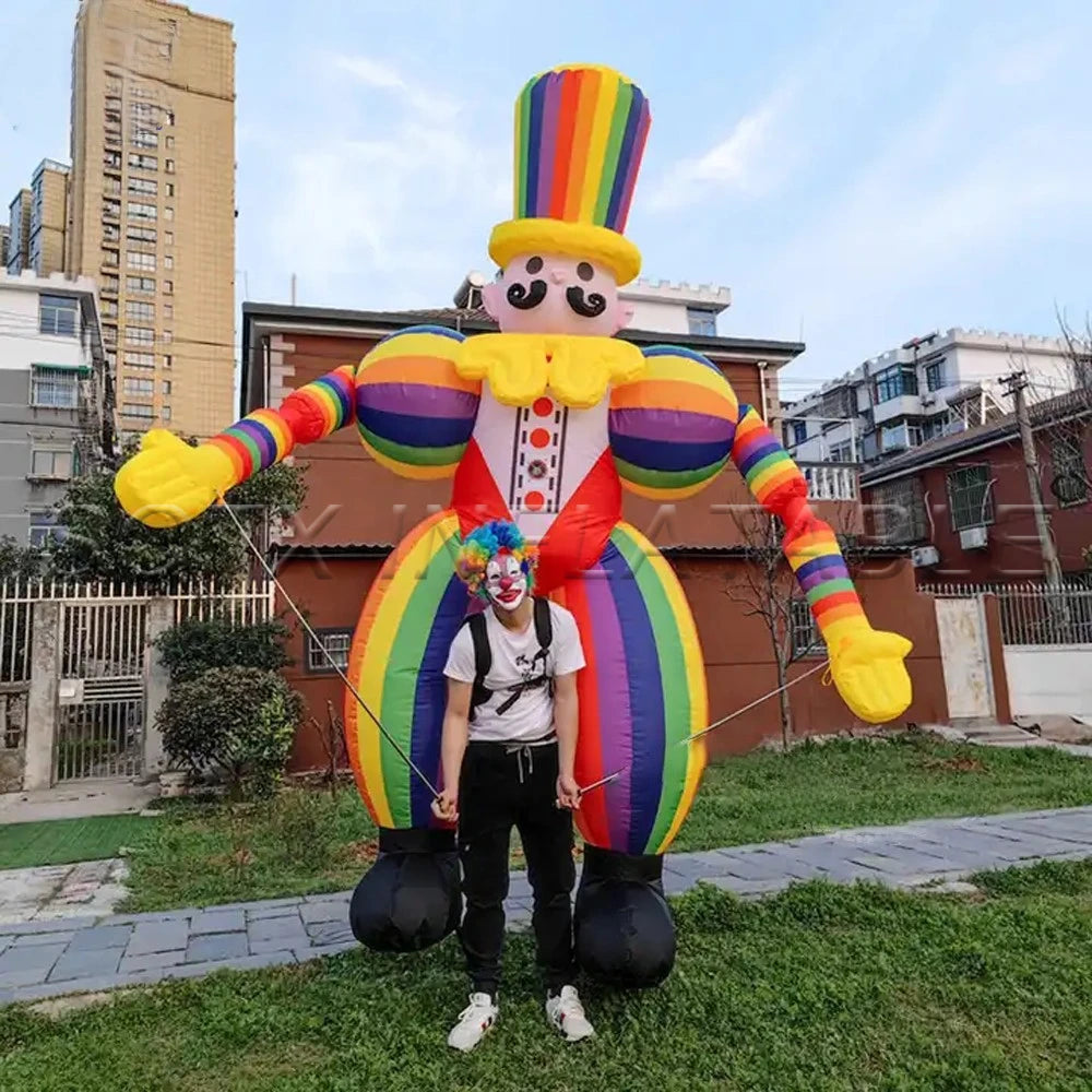 Carnival Parade 3.5m Large Inflatable Clown Costume Adults Walking Joker Cartoon Puppet Circus Props Performance Costume For