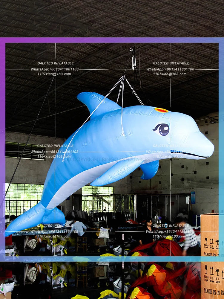 Inflatable Blue Dolphin for Ocean  Free Shipping Giant Theme Event Decoration Lovely Blow Up Hanging Dolphin Model Toys