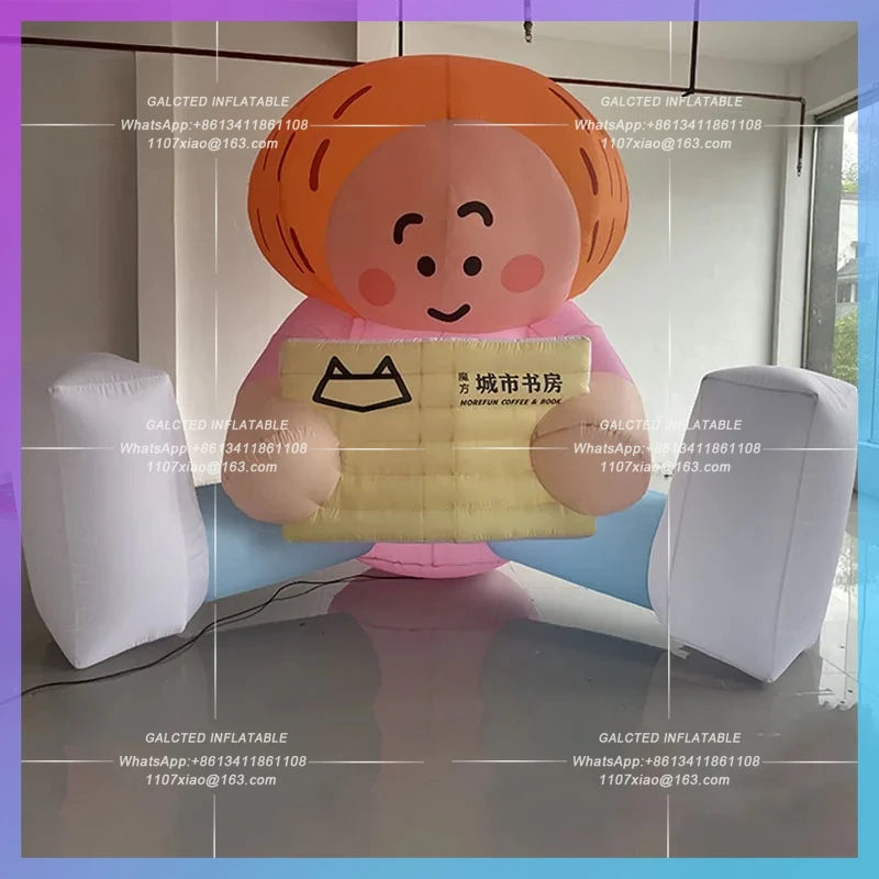 Library City Landmark World Inflatable cartoon reading villain Readers Air Model Book Day cultural atmosphere lighting