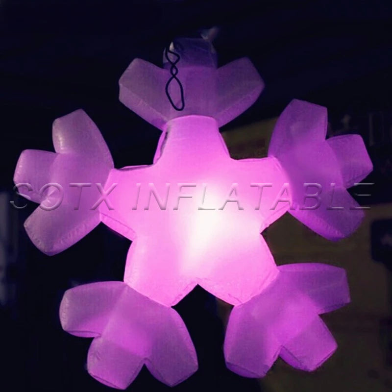 replica for christmas decoration Charming 1.2m inflatable led snowflake hanging balloon inflatable snowflake