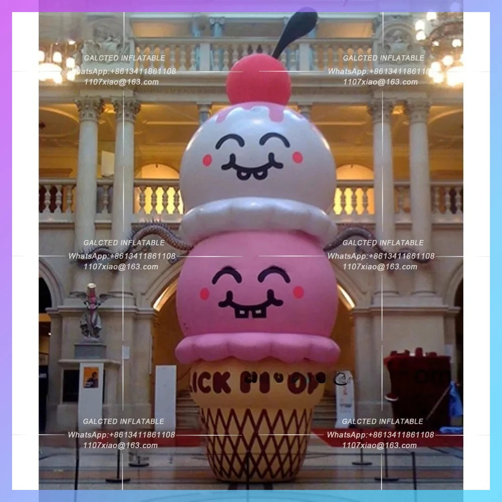 Ice Cream Cartoon Balloon Scoopy Giant Inflatable Ice Cream Cone Lovely  for Outdoor Advertising Decoration