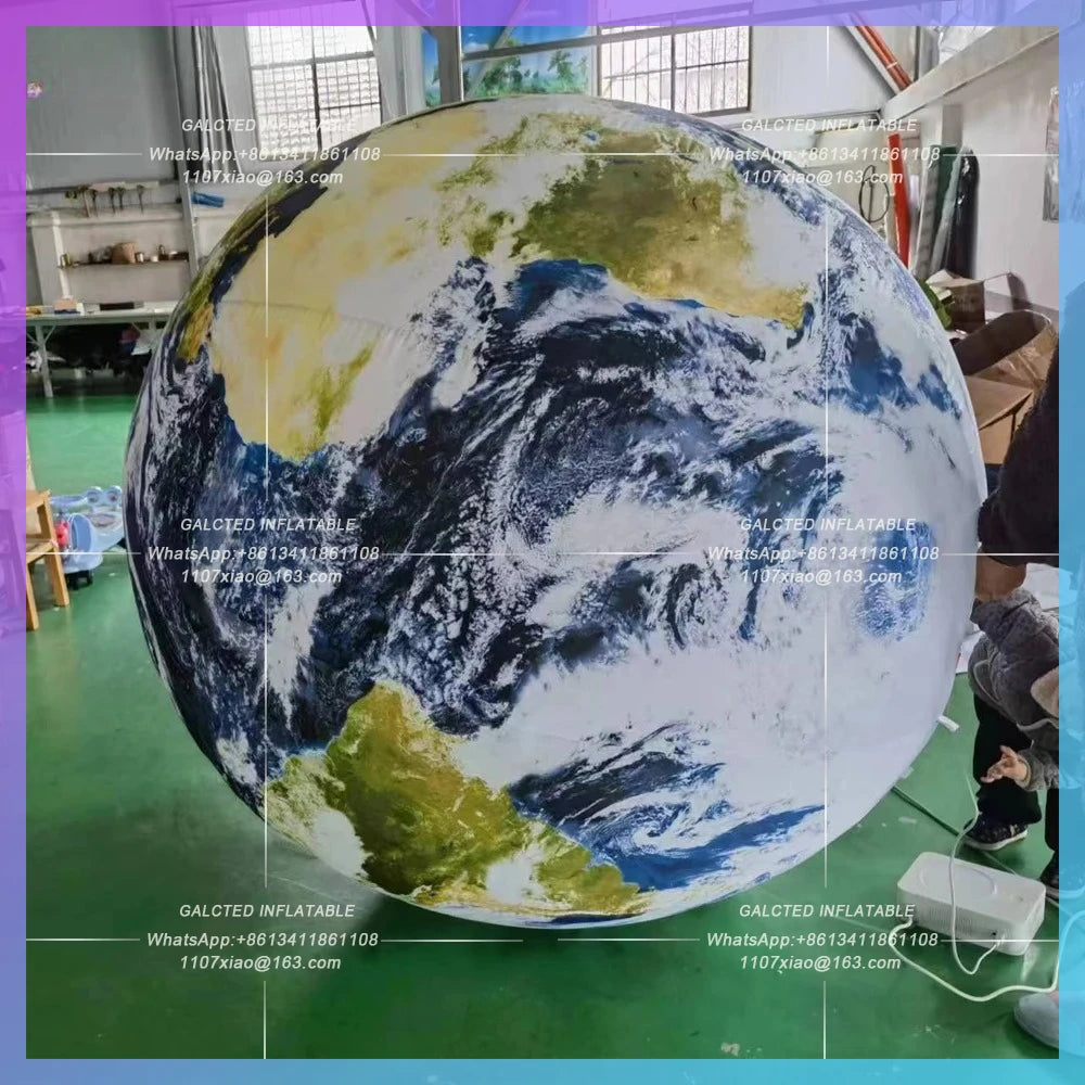 Inflatable Earth Globe Ball Space Theme Party Decoration Big With Led Lamp Hanging Giant Inflatable Planet Balloon