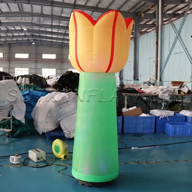 Park Events Advertising Giant Inflatable Flower Ground Decoration Inflatable Blossom Flower Model with Blower for Theme