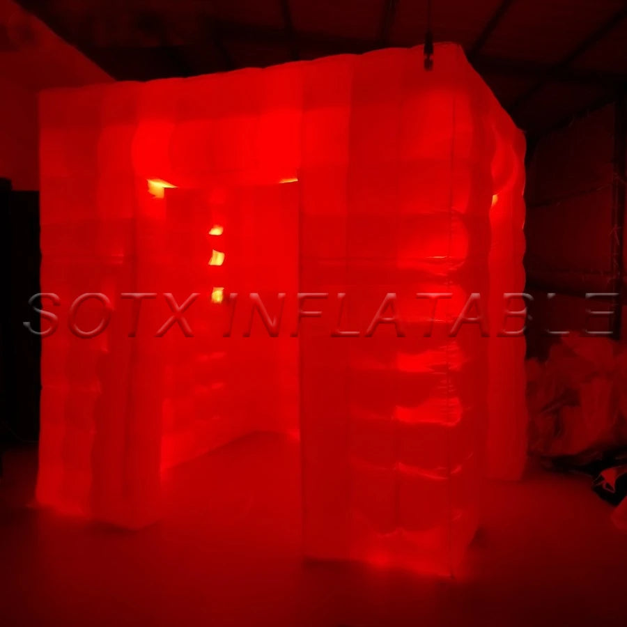 Party and Events 2.4m Cubic Shape Photo Selfie Tent Inflatable Photo Booth Props Led Lighting Tent for