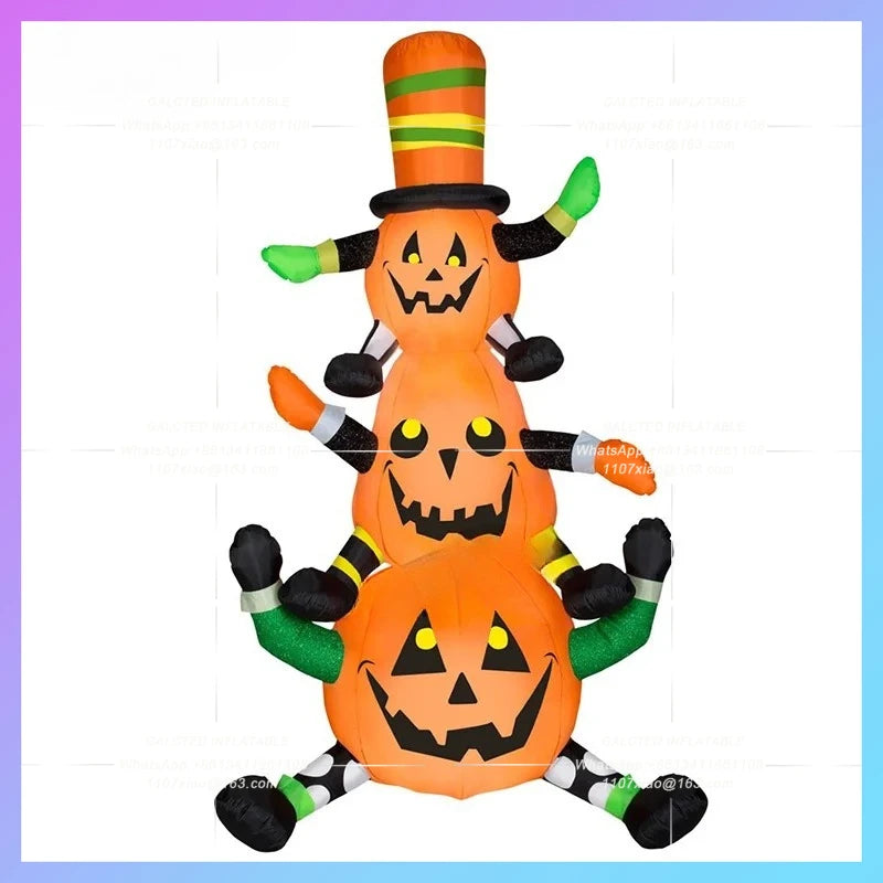 Inflatable Pumpkin Black Cat Ghost Balloons Halloween Decorations  With Lights For Outdoor Toys