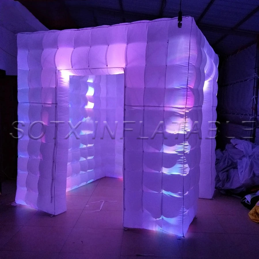 Party and Events 2.4m Cubic Shape Photo Selfie Tent Inflatable Photo Booth Props Led Lighting Tent for