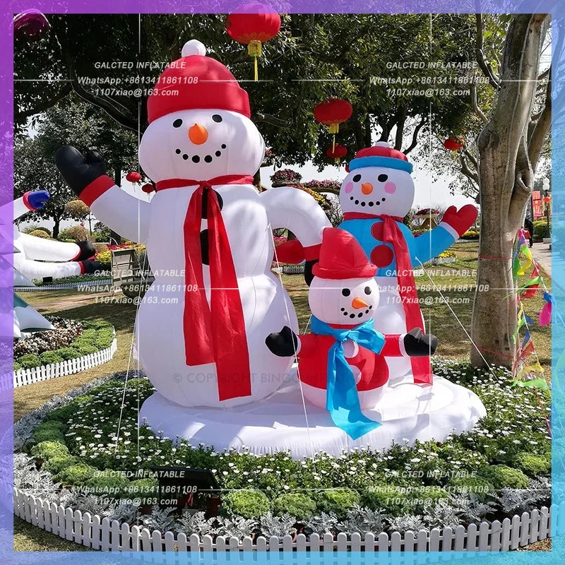 2.2x1.6x2.5mH Outdoor Christmas Inflatable Snowman Family Model Inflatable Inflatable Toys For Sale-Toys