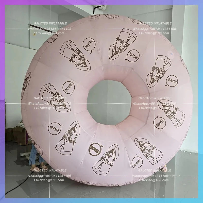 custom pattern doodle sign to interactive Inflatable ring model can change color photo wall lighting enterprise activity layout