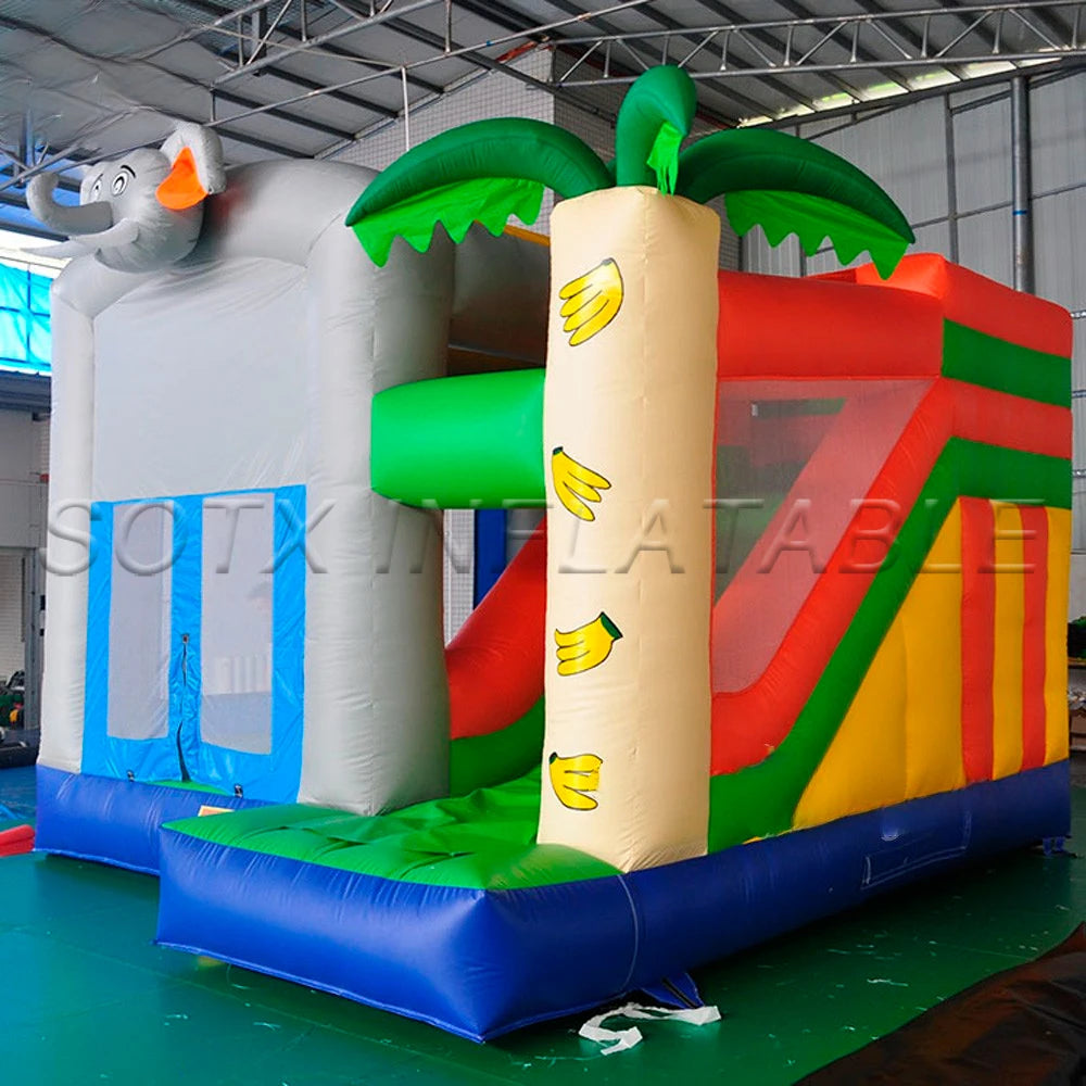 Castle Combo Elephant Inflatable Bouncy Castle With Slip Slide Customized Kids Bounce House Air Jumper Jumping