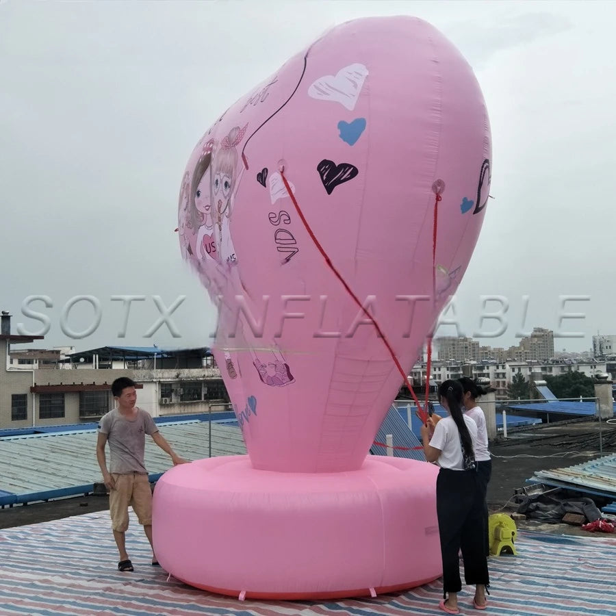 Party Decoration Inflatable Heart Shaped Model with Base for Valentine's Day Advertising