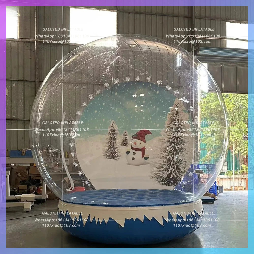Photo Booth Tent Life Size 3m Giant Inflatable Snow Globe Outdoor Blow Up Inflatable Snow Ball Balloon For Christmas Decoration