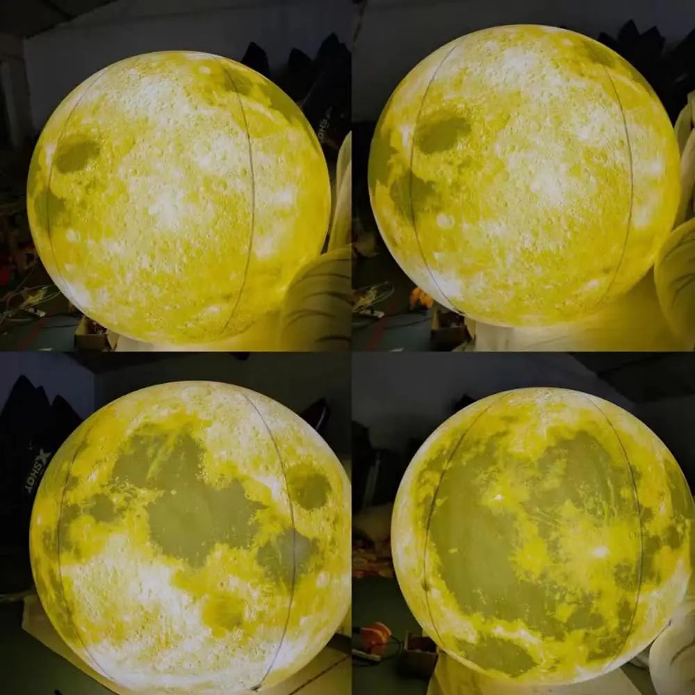 Yellow Giant Inflatable Moon Model with LED Light Large Romantic Balloon for Party Wedding Valentine Day Stage Decoration