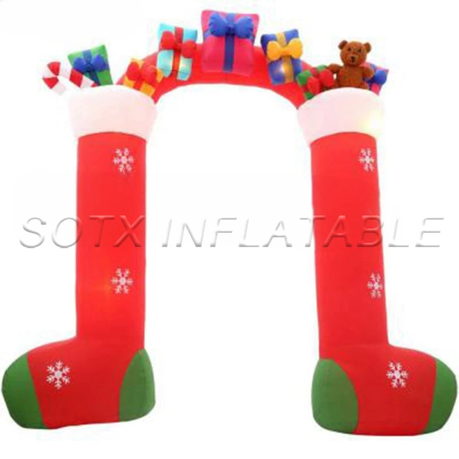 Ornaments Made By 2022 New Year Christmas Stocking Inflatable Arch Entrance Archway With Gift Bag For Xmas Coutryard