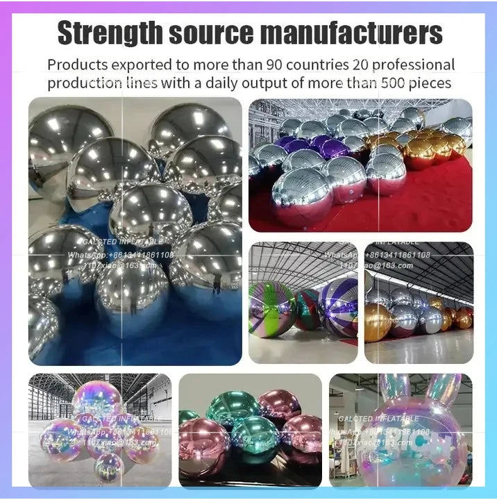 Inflatable Disco Ball Giant Spheres Holographic Gold Inflatable Mirror Ball 50cm Hanging  For Events Show Decoration