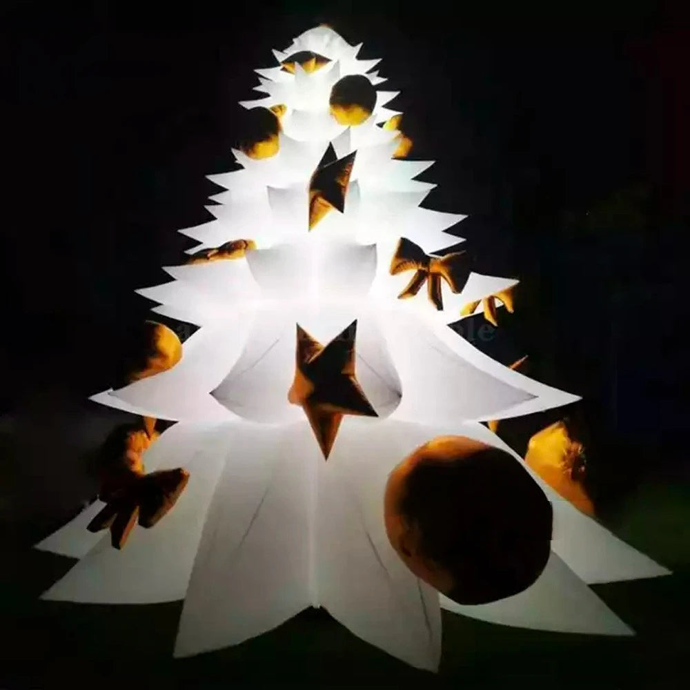 New Year Decoration 30ft Outdoor Giant LED Lighting White Inflatable Christmas Tree Holiday Street Blow UP Toys for Xmas