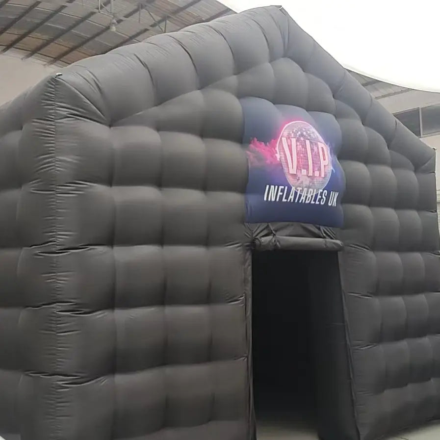 8x6m Black Inflatable Nightclub Tent with Blower Disco Light Fog Machine for Outdoor Party Lawn Event Pavilion bar tent