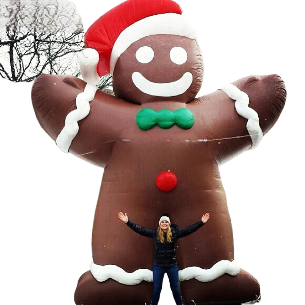 Hot Sale 8 Meters Giant Inflatable Christmas Mascot - Lovely Gingerbread Man Cartoon Doll for Outdoor Holiday Event Decorations