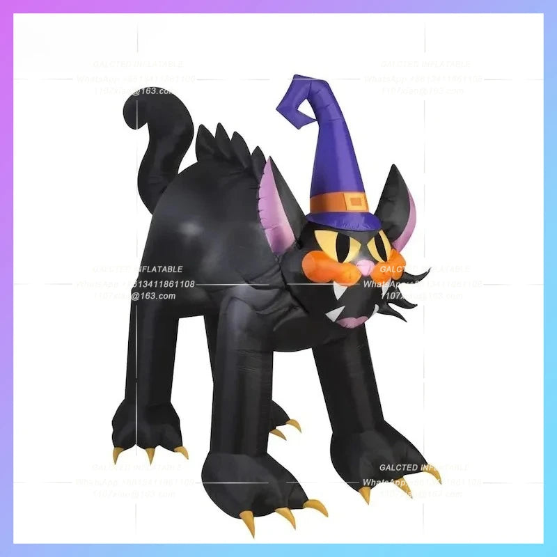 Inflatable Pumpkin Black Cat Ghost Balloons Halloween Decorations  With Lights For Outdoor Toys
