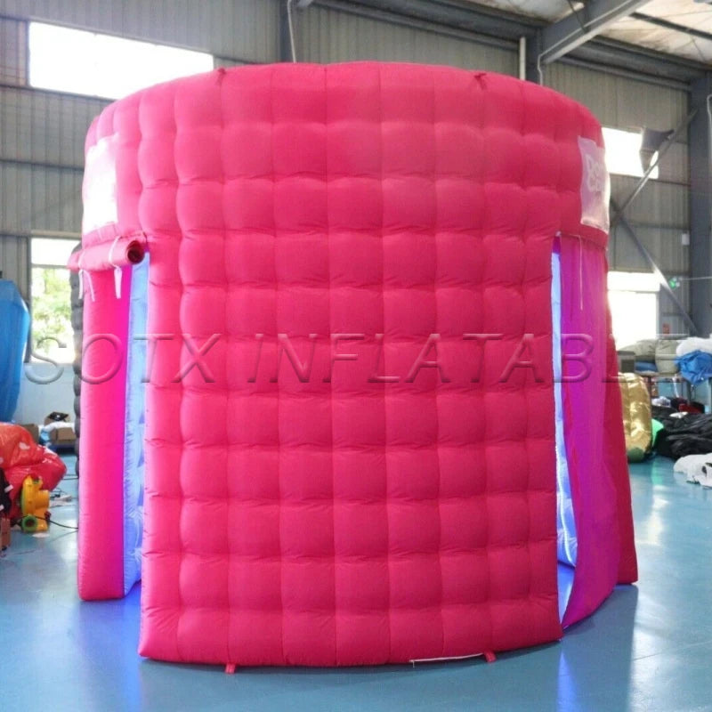 Bar Event Tradeshow Inflatable Photo Booth Enclosure with Light Inflatable Pink Photo Booth Backdrop for Party Advertising