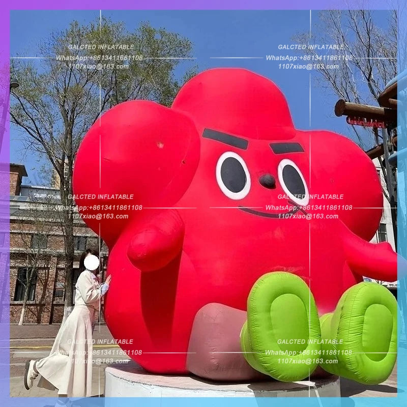 cute air blow red flower Red inflatable flower cartoon doll square decoration