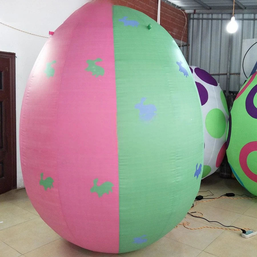 Easter Events Decorations 2.2m Tall Inflatable Easter Egg Decorations Model Inflatable Pink and Green Egg for