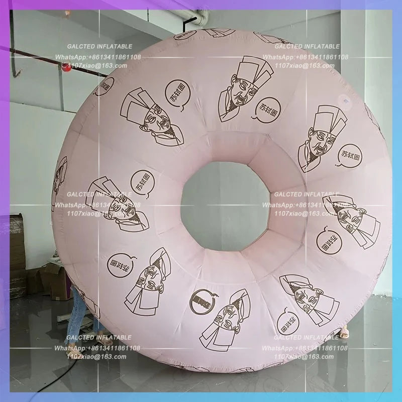 custom pattern doodle sign to interactive Inflatable ring model can change color photo wall lighting enterprise activity layout