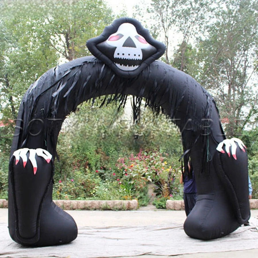 Ornaments Made By Hot Selling Horror Mask Face Black Archway Halloween Inflatable Arch For Courtyard Party Festival