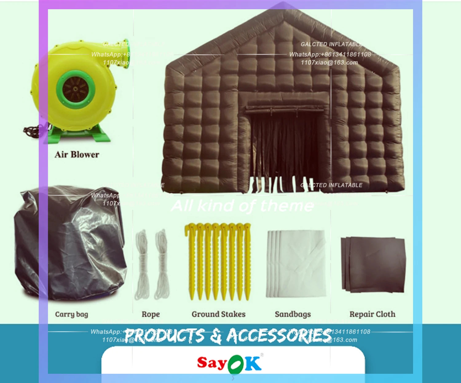Inflatable Black Cube Tent House Inflatable Night Club Party Tent  Inflatable Nightclub Room Bar Tent for Night Club Event Party